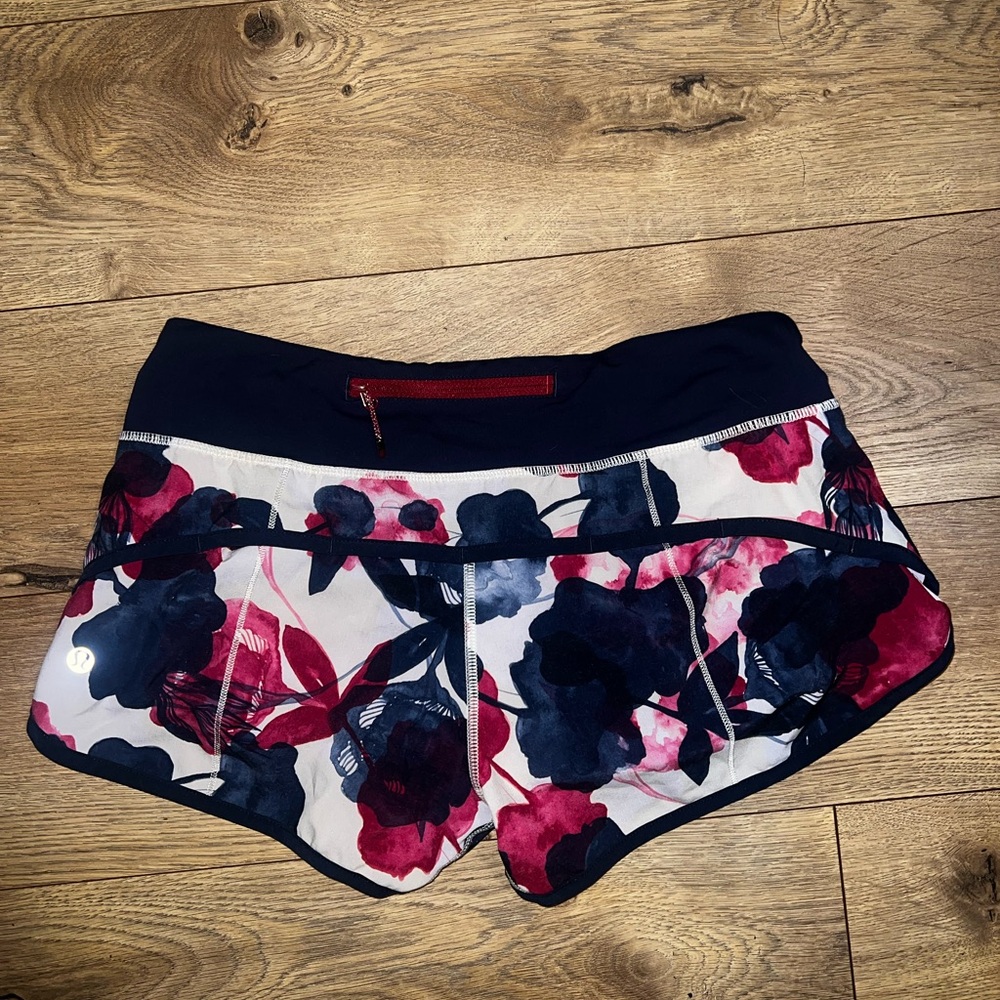 lululemon pink and blue Floral Patterned Shorts